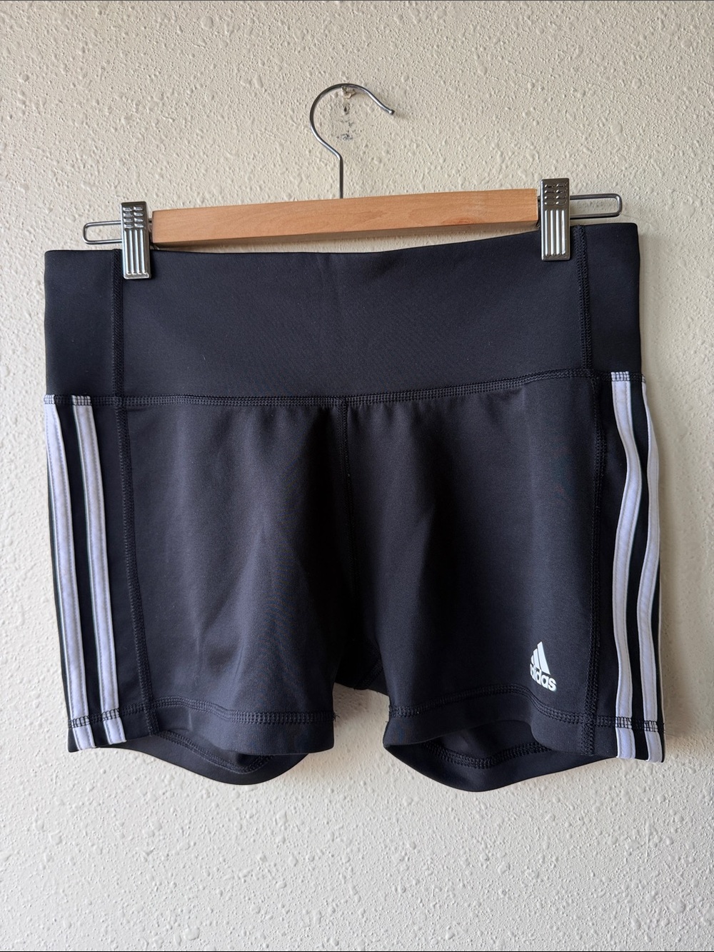 adidas Black Athletic Shorts with White Side Stripes